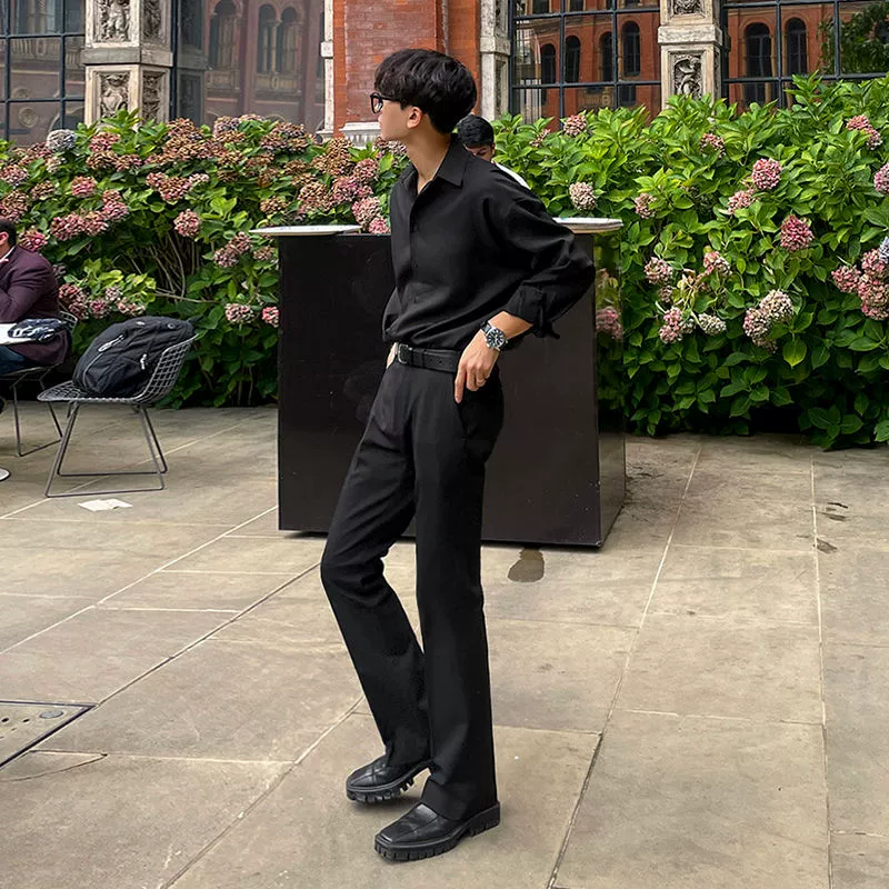 Мужские повседневные брюки MYQ, на весну и осень, Модные свободные прямые брюки в Корейском стиле с микро-рогами