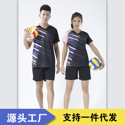 On behalf of new pattern Volleyball net Badminton clothing suit Short sleeved shorts men and women Quick drying unmarked run Athletic Wear Printed