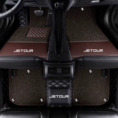X70s, Jetour X90, X95, Modelə uyğun ayaqaltı - jietu-x70-five-seater-version-double-layer-black-coffee-colored-silk-loop