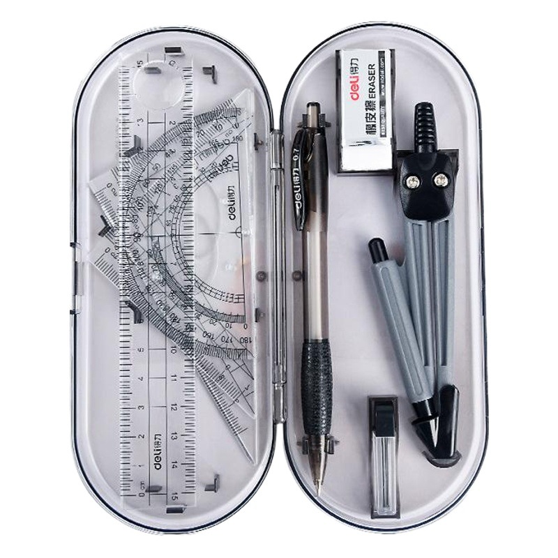 Deli 9591 brújulas traje de dibujo de estudiante BRÚJULAS DE 8 piezas traje de regla traje de examen brújulas de Deli