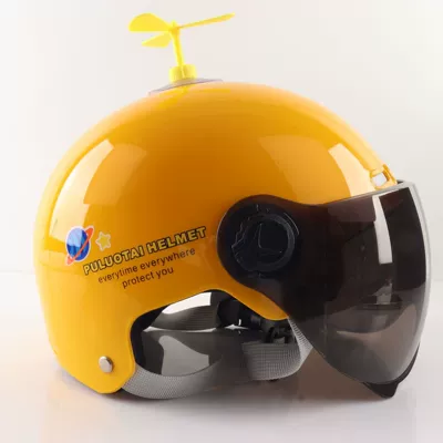 Standard Parent-Child Helmet Mother-Child Electric | Motosiklet kaskı (dəbilqə) - 3c-children-yellow-atm-tea-short-mirror-small-windmill