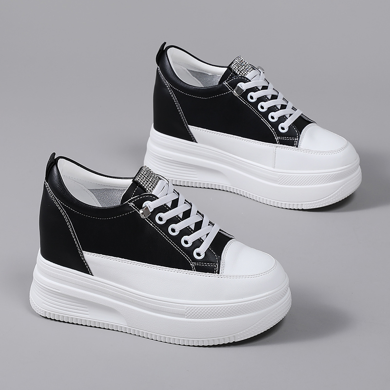 Zapatos de mujer invisibles, zapatos de muffin de cuero super caliente, 10 cm de altura, zapatos blancos con suela gruesa.