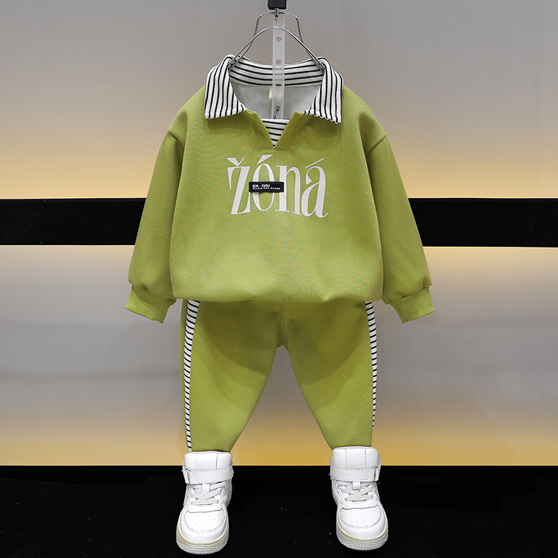 6381 Traje deportivo de primavera y otoño para niños 2025 nueva ropa de otoño para niños suéter casual de manga larga bebé otoño moda