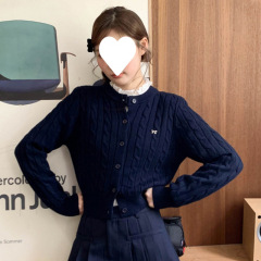 蝴蝶结麻花针织开衫女秋新款修身显瘦短款上衣