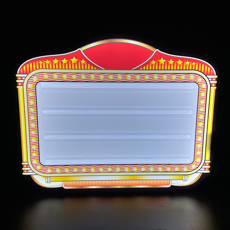 Mano luminosa LED a través del espejo para levantar la tarjeta, cartelera con letras de color mágico, luz luminosa, caja de luz, atmósfera de barra, cambio de palabras, levantar la tarjeta