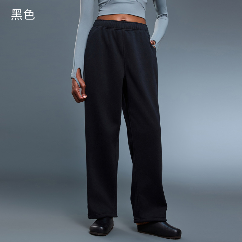 加绒卫裤女宽松抽绳束脚裤秋冬加厚运动裤直筒百搭休闲长裤D25134|undefined