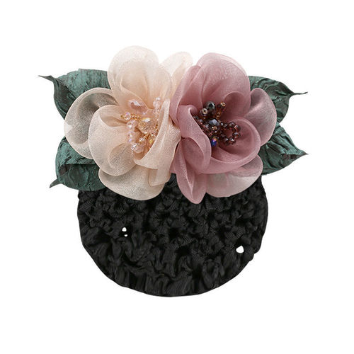 Flower-headed girl Korean version bank hotel professional flower hair net nurse coiled hair net bag back of head hair band headband hair accessories