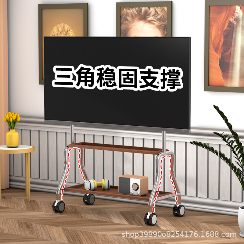 ステンレス鋼モバイルカートテレビテレビフロアホイールスタンドリビングルーム寝室用 55/65/ 75inch|undefined