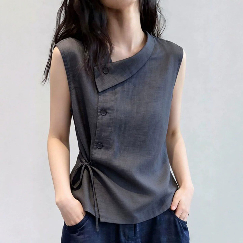 Summer New Style French Fashion Elegant High-End Slim-Fit Sleeveless Shirt Niche Casual Chic Top for Women Hot-Selling Item Summer New Style French Fashion Elegant High-End Slim-Fit Sleeveless Shirt Niche Casual Chic Top for Women Hot-Selling Item