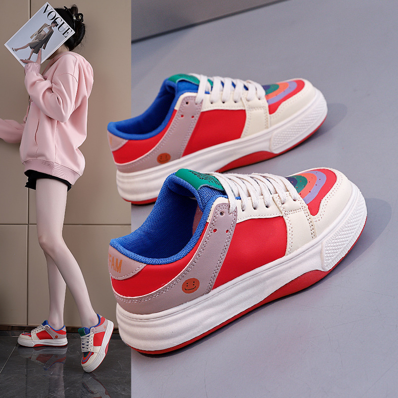 Color-Blocked White Sneakers for Women 2026 Spring/Summer Rainbow Trendy Sneakers Versatile Casual Shoes Women's Shoes 1221-1 Color-Blocked White Sneakers for Women 2026 Spring/Summer Rainbow Trendy Sneakers Versatile Casual Shoes Women's Shoes 1221-1