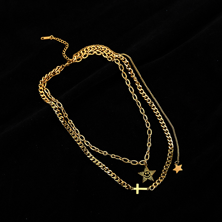 Fashion Star Titanium Steel Plating Layered Necklaces 1 Piece