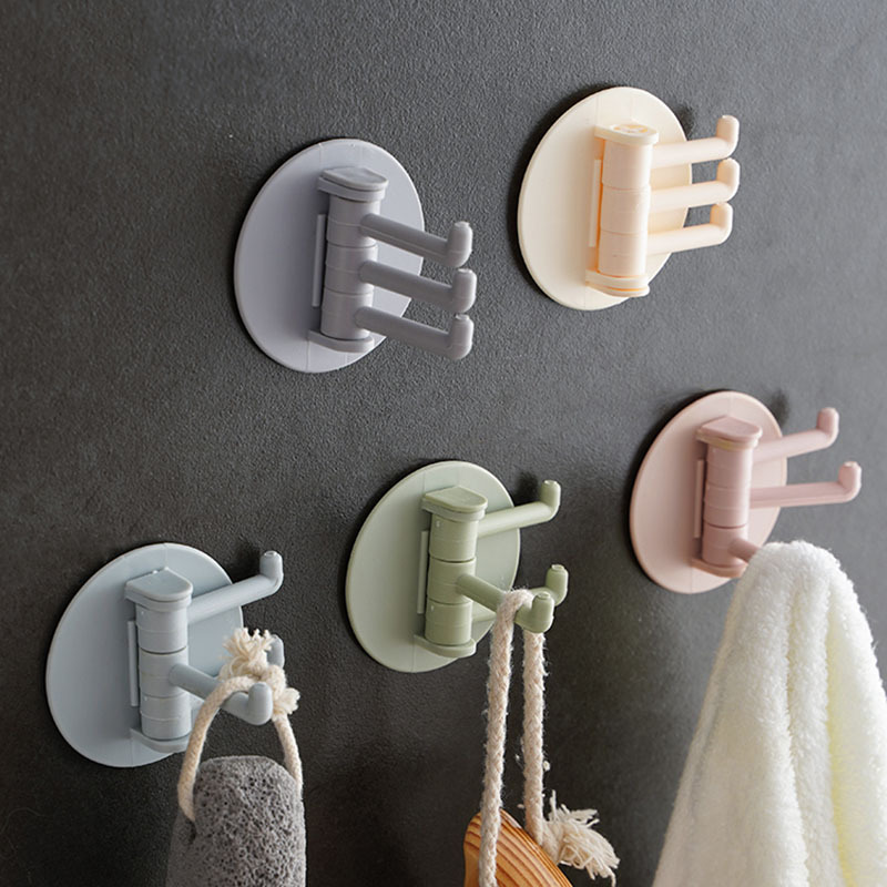 Three hook strong towel hook seamless rotating hook bathroom tile non-punching 3 branch paste 3 claw hook Three hook strong towel hook seamless rotating hook bathroom tile non-punching 3 branch paste 3 claw hook