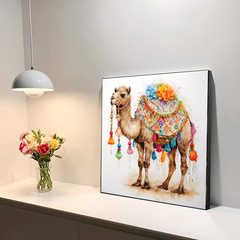 Cross-border Bohemian-style camel-colored flower living room background wall decorative canvas print art poster painting