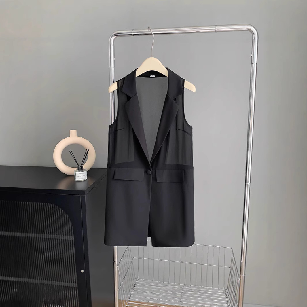 Chiffon Suit Vest for Women Summer New Slim Fit Professional Thin Vest with Waist Vest Top