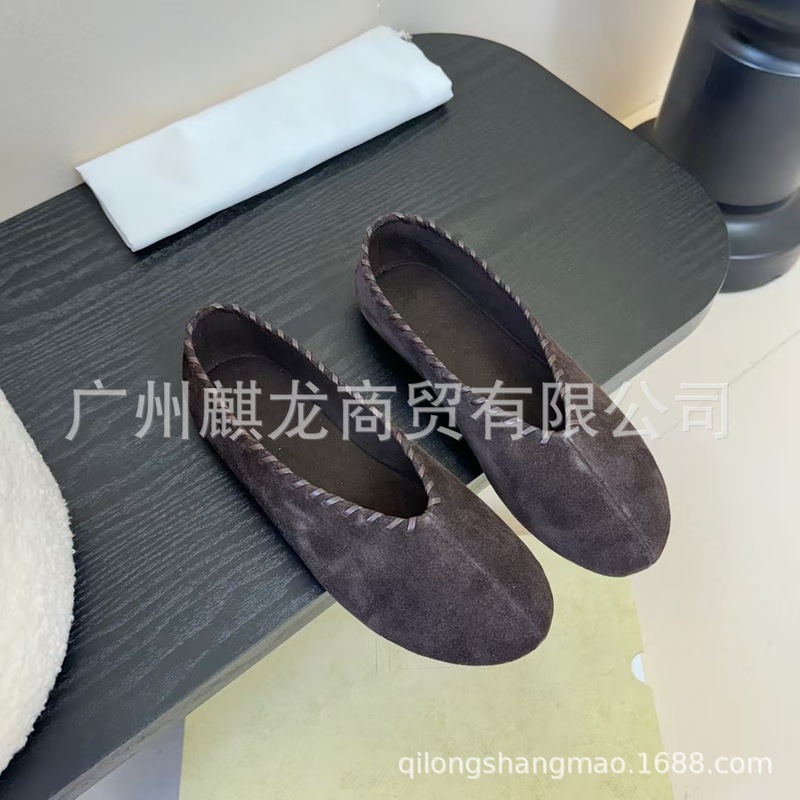 高端2025新款真皮圆头复古浅口芭蕾跳舞鞋平底奶奶鞋舒适百搭单鞋|undefined