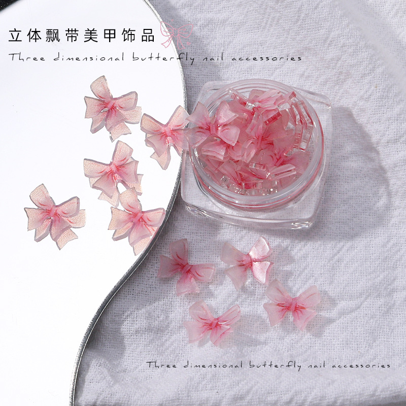 Japanese three dimensional nail decoration with bow