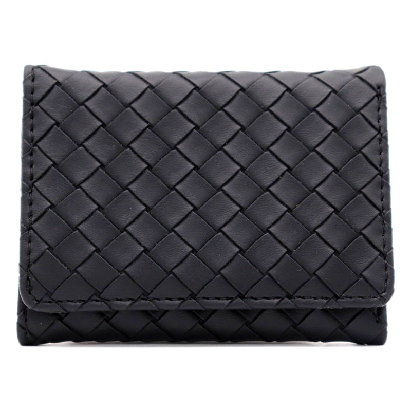 Monedero de tres pliegues con patrón tejido, portatarjetas de múltiples tarjetas, portatarjetas antirrobo corto ultrafino, portatarjetas plegables, tendencia