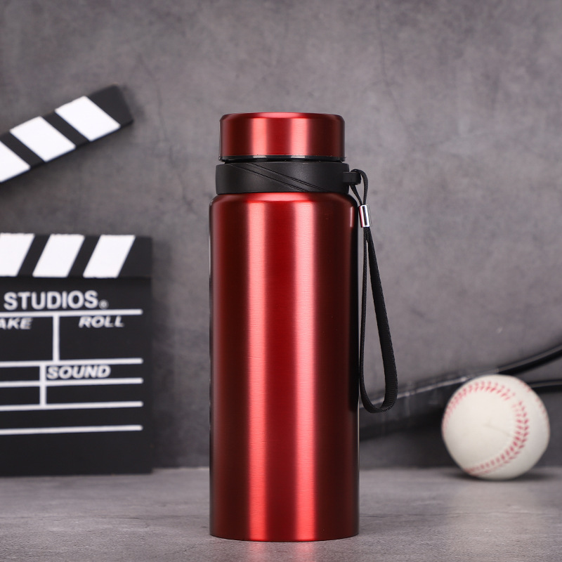 Botella termo de acero inoxidable 304, portátil para exteriores y coche, gran capacidad, con asa