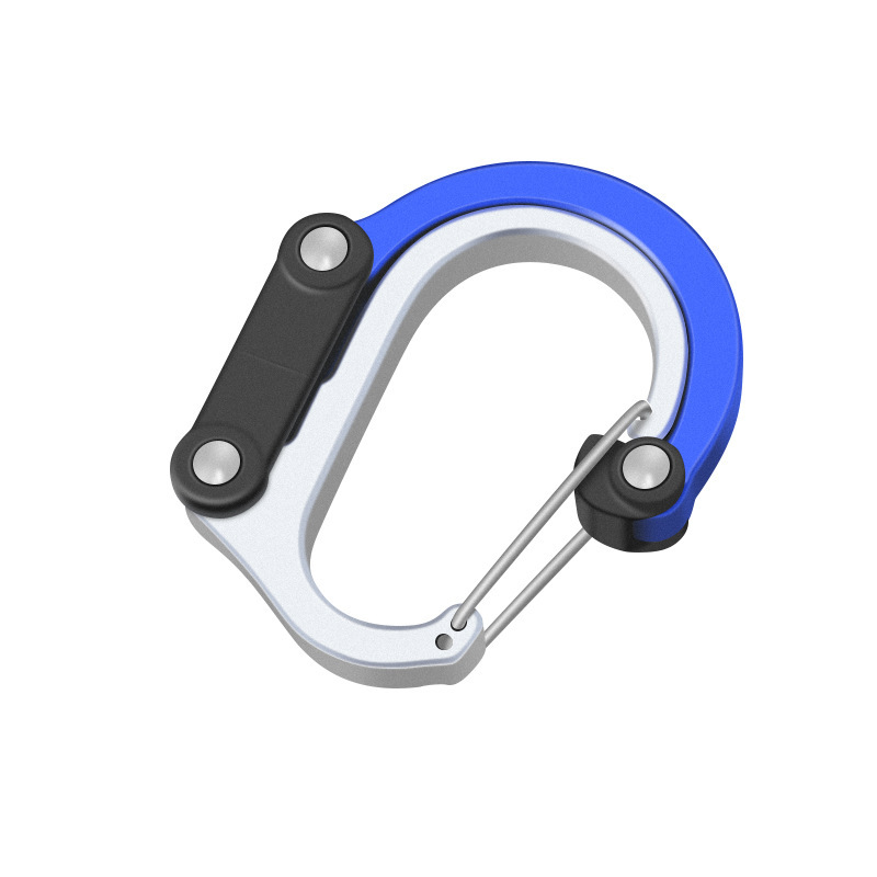 Mosquetón multifuncional al aire libre aleación de aluminio tipo D turismo montañismo escalada en roca hebilla rápida gancho giratorio de 360 grados al por mayor