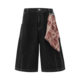 American Retro Detachable Square Scarf Original Color Denim Cropped Pants for Men and Women Summer New Loose Straight Wide-Leg Pants
