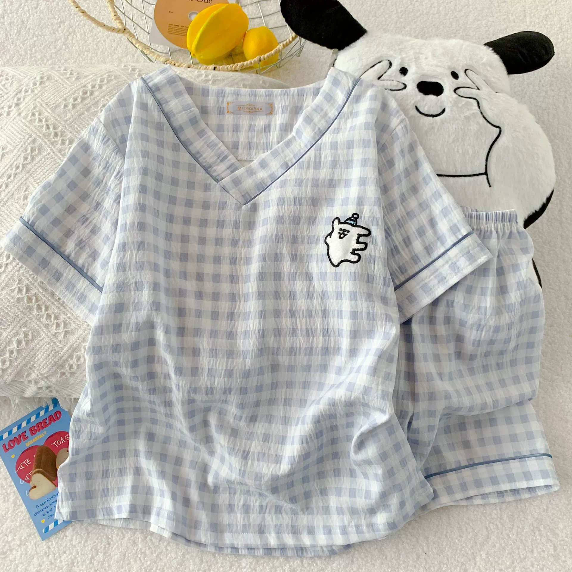 Милые пижамы с героями мультфильмов для женщин, летние хлопковые шорты с короткими рукавами и v-образным вырезом для девочек, летний комплект домашней одежды