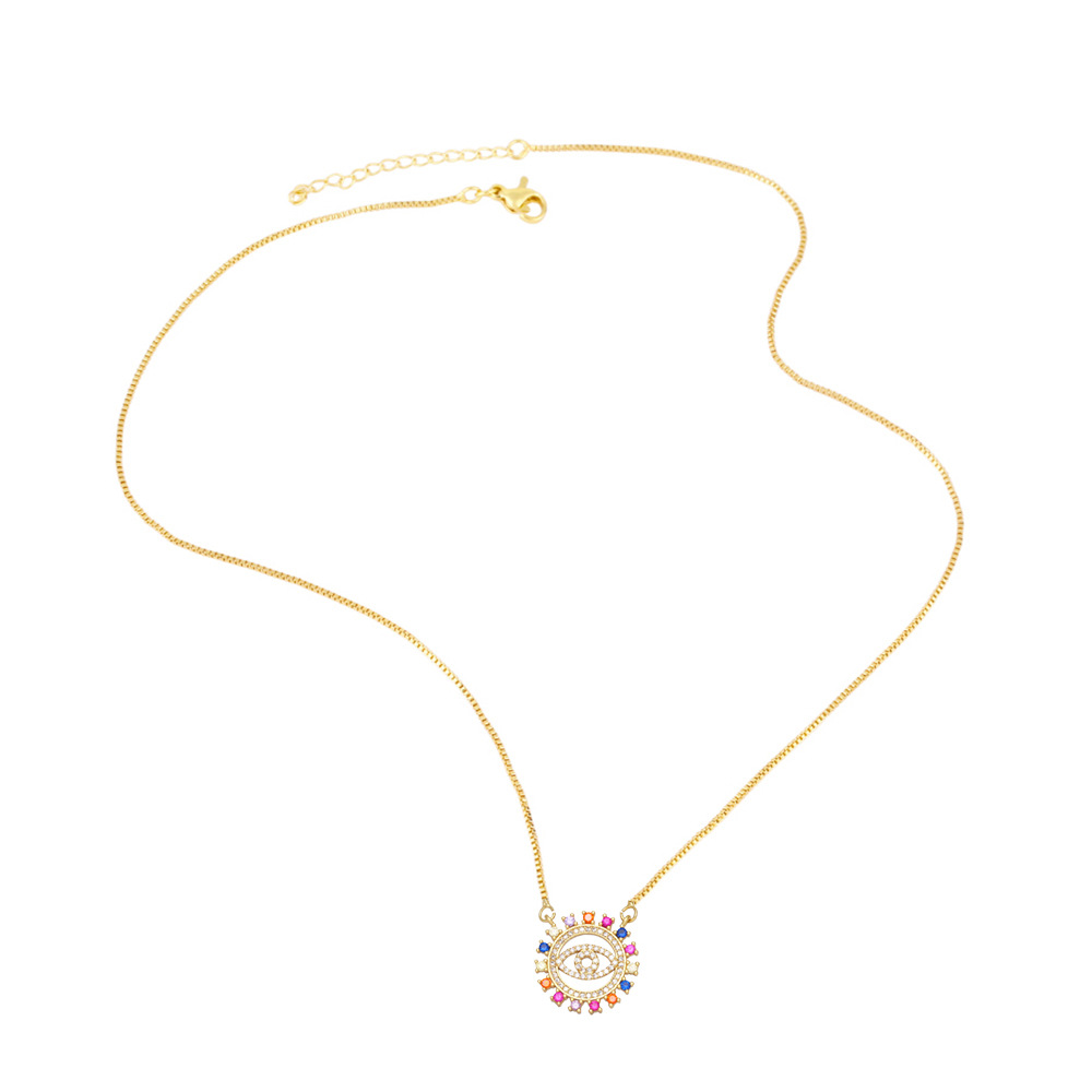 creative inlaid colored zircon devilu0027s eye tassel copper necklace wholesale