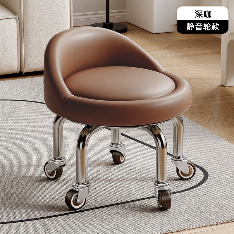 Rueda universal taburete pequeño polea doméstica taburete redondo pedicura banquete baños bajos banquetes para bebés banquetes de cambio de zapatos silenciosos multifuncionales