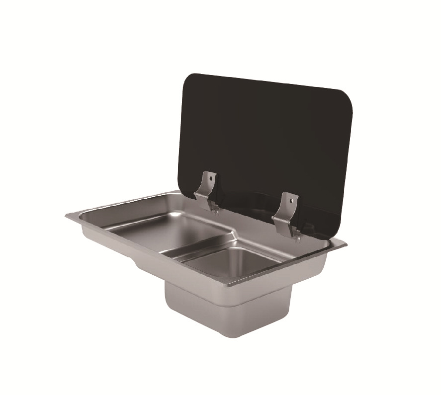 Estufa de gas para RV Accesorios para RV con tapa de vidrio Estufa de gas para yate con fregadero derecho GR-903