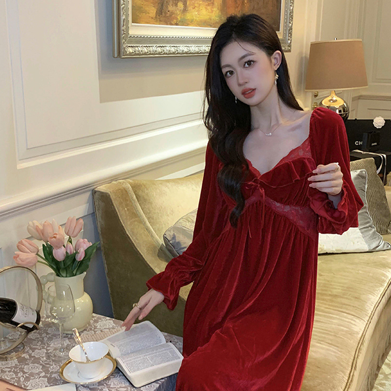法式睡衣女秋冬季新款甜美风长袖连体宽松高级感家居服冬季可外穿|undefined