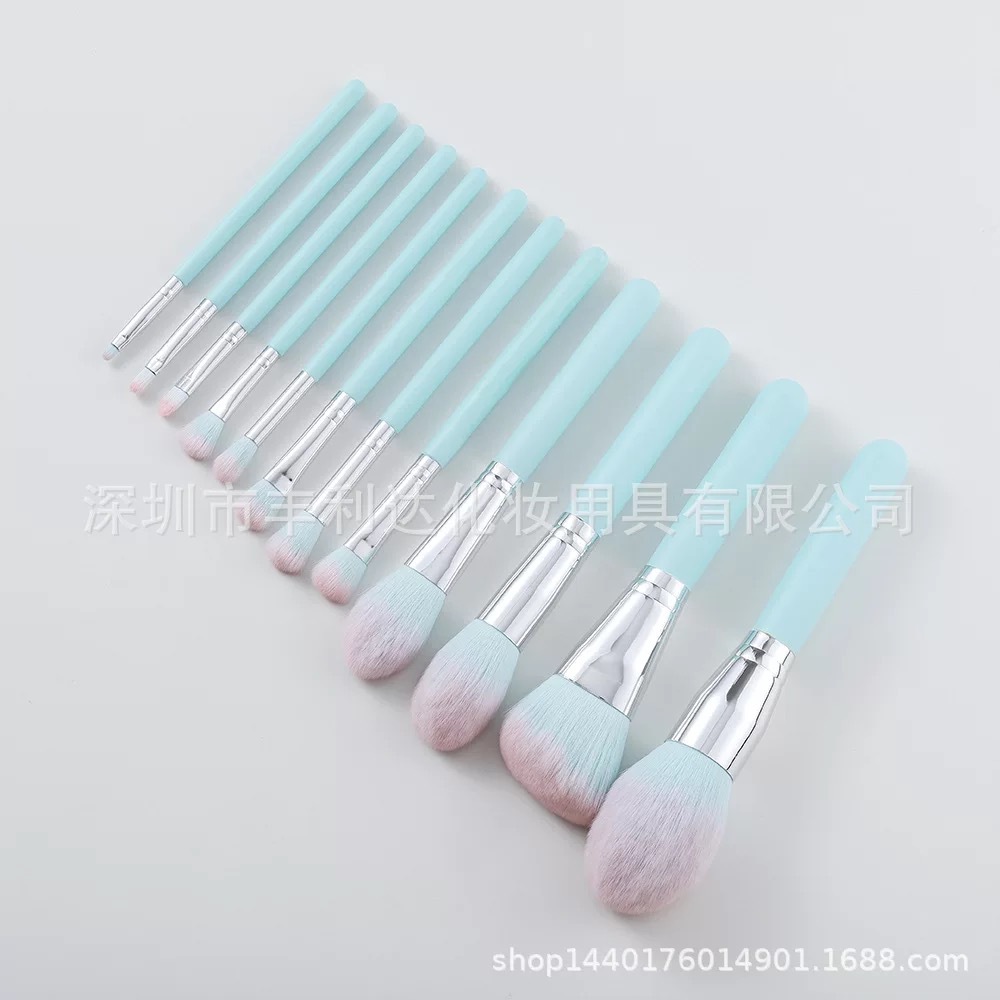 Fenglida-Juego de brochas de maquillaje con mango de madera, 12 piezas, brocha para polvos sueltos, brocha para sombra de ojos, embalaje de PU, brocha para colorete, herramientas de maquillaje de belleza