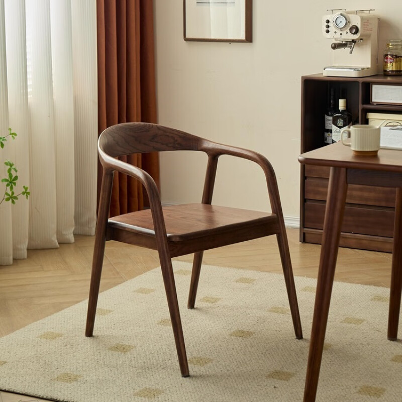 Silla de madera maciza silla de comedor de madera de cera blanca silla de respaldo silla de sillón silla presidencial silla de estudio con reposabrazos simple