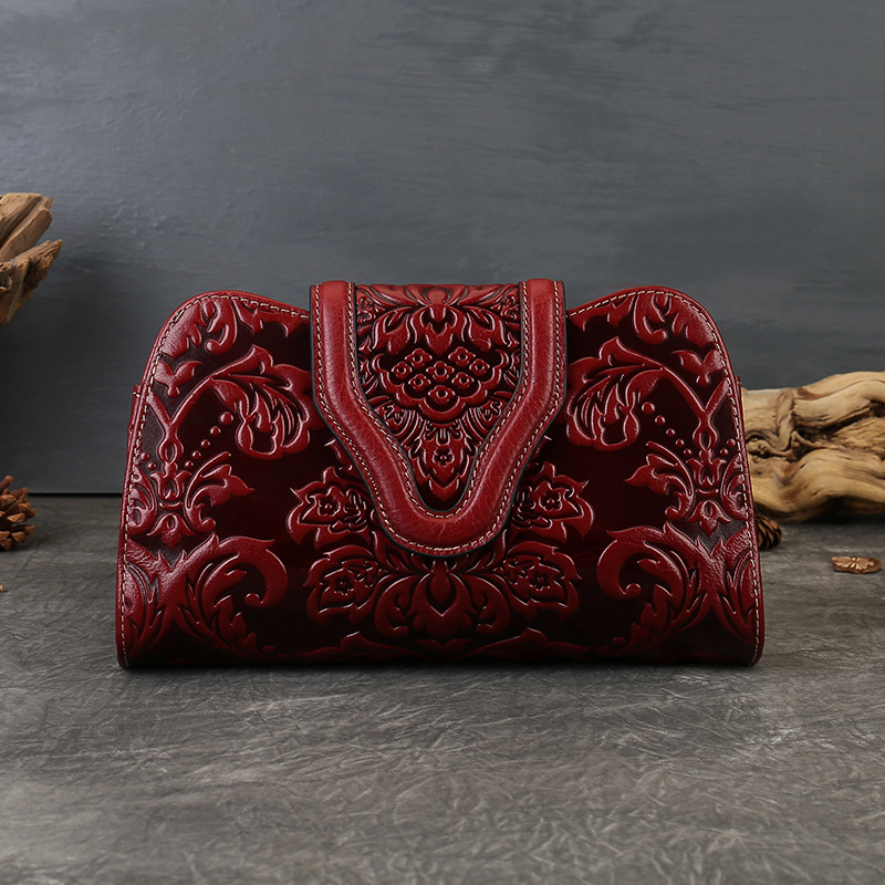 2025 New Retro Embossed Evening Clutch Bag Luxury Genuine Leather Handbag For Evening Gowns And Cheongsam Banquet Underarm Bag - Thumbnail 6