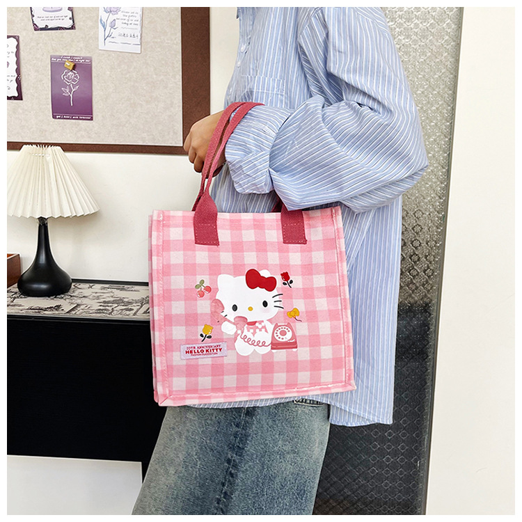 Cute cartoon cat canvas bag 2025 new style large-capacity simple and convenient tote bag with fashionable printing undefined