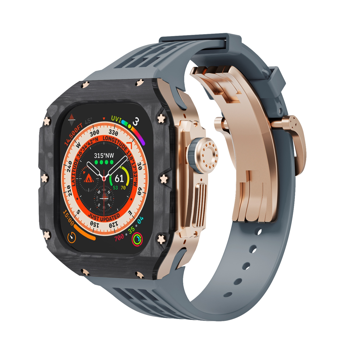 Fibra de carbono caja reloj para Apple Watch modificación Shell iwatch ultra Titanium aleación integrado protección 49mm