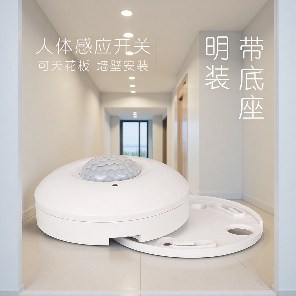 厂家直销 人体感应开关220V明装16A大功率吸顶灯红外线人体感应器