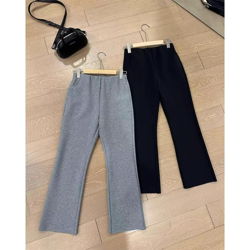 Summer New Straight Black Cropped Pants Plus Size Flared Suit Pants High Waist Elastic Waist Slimming Stretch Casual Pants