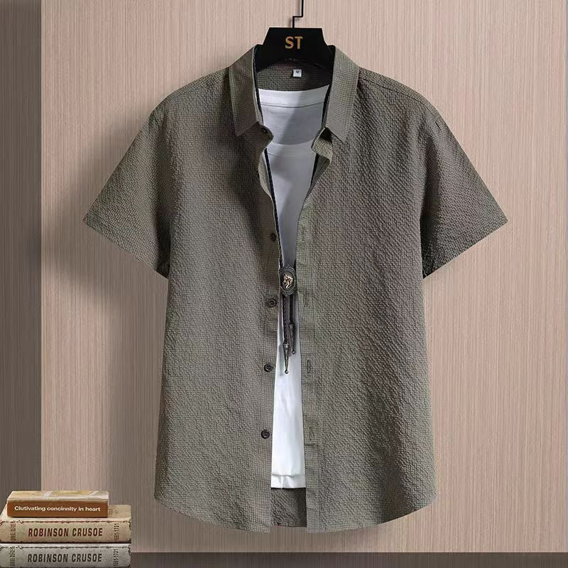 Solid Color Short-Sleeved Shirt for Men, Summer Thin Style, Business Casual Shirt, Korean Style, No Ironing Required, Stylish Men's Shirt Solid Color Short-Sleeved Shirt for Men, Summer Thin Style, Business Casual Shirt, Korean Style, No Ironing Required, Stylish Men's Shirt