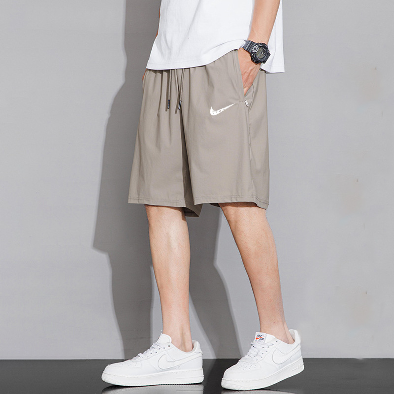 2024 Summer Men's High Elastic Ice Silk Shorts Sports Pants Summer Men's Casual Thin Beach Pants for Men