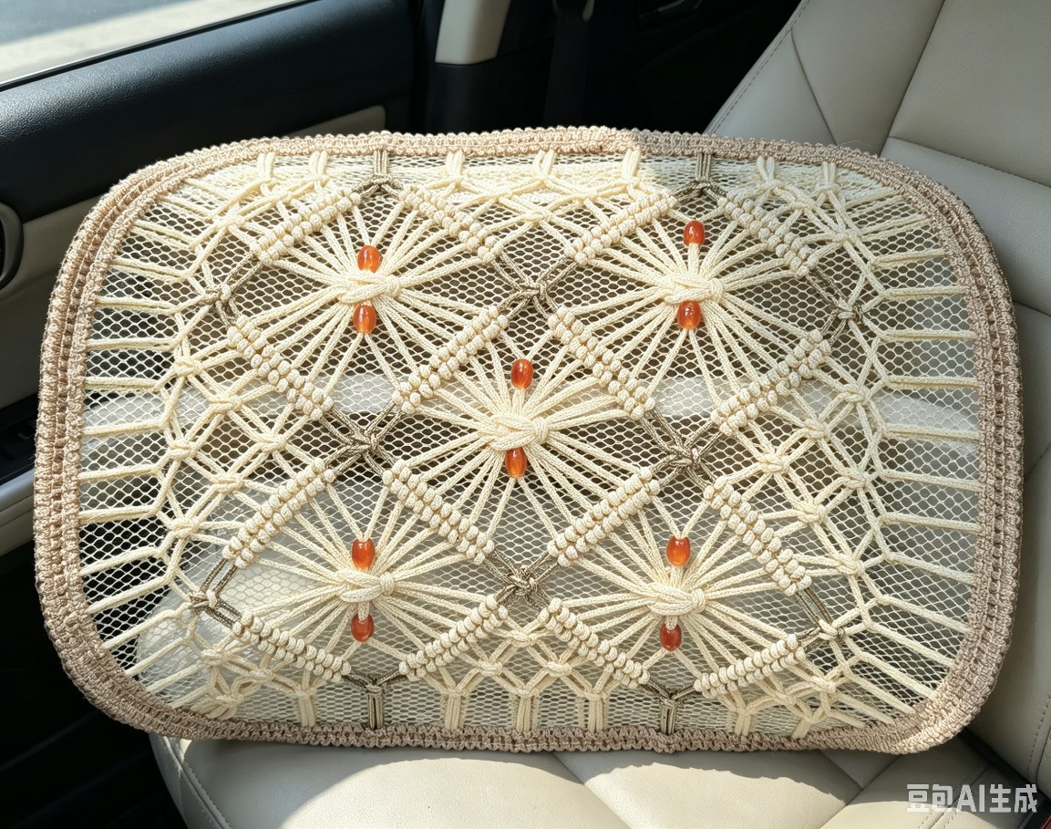 Ice Silk Hand-Woven Summer Car Lumbar Support Driver Seat Backrest Office Breathable Sweat-Absorbing Mesh Lumbar Pillow Waist Cushion