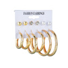 Fashionable demi-season classic earrings, hula hoop from pearl, set