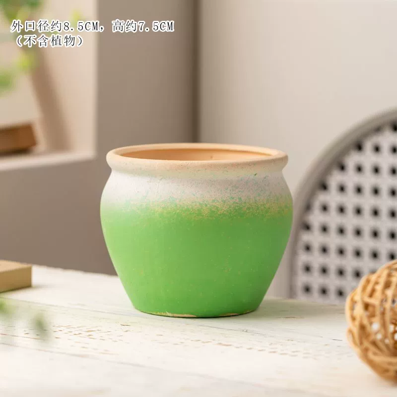 Керамический горшок для суккулентов из каменной керамики, настольный, с отверстиями, креативный, стильный, милый, для балкона, дышащий, простой, для студентов