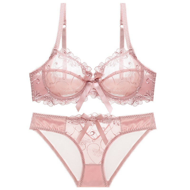 Ultra thin transparent embroidered breathable sexy lace lingerie for girls, bra, and oversized bra set_voghion.com