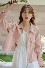 日系粉色牛仔外套女春秋2025新款休闲薄夹克学生短款甜美刺绣上衣