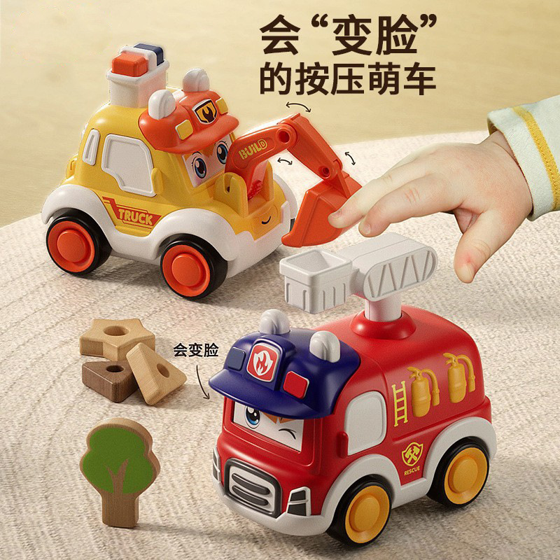 QMeng niños presionar inercia retorno coche ambulancia modelo de coche de policía dibujos animados deslizamiento mini juguete puzzle