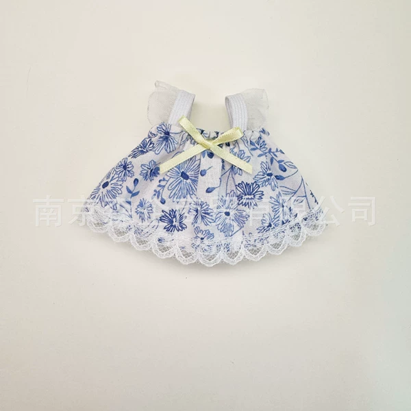 Blue and white, flowered