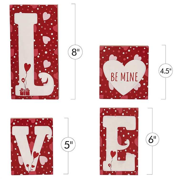 Nueva decoración del Día de San Valentín AMOR artesanía de madera de escritorio sala de estar decoración romántica