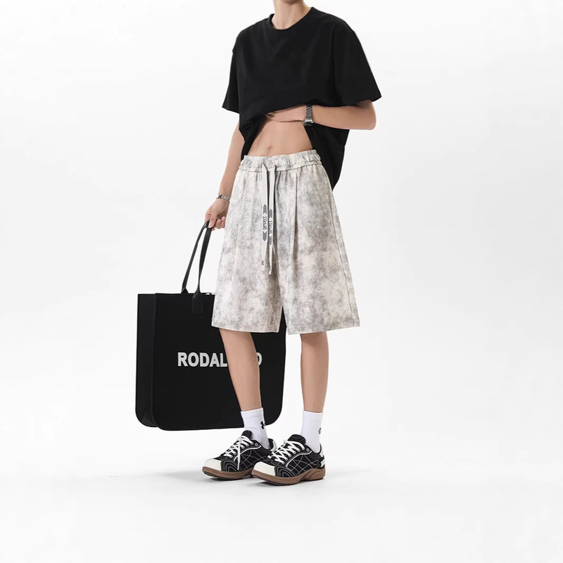 American Retro Tie-Dye Ice Silk Shorts for Men, Summer Thin Style, Cool and Casual, Loose Fit, Drapey Five-Point Pants, Beach Shorts American Retro Tie-Dye Ice Silk Shorts for Men, Summer Thin Style, Cool and Casual, Loose Fit, Drapey Five-Point Pants, Beach Shorts