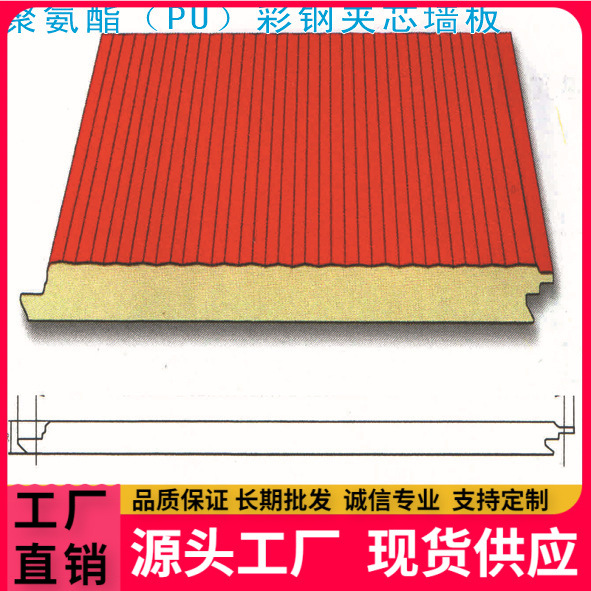 厂家供应 聚氨酯彩钢夹芯板 彩钢夹芯板 泡沫夹芯板