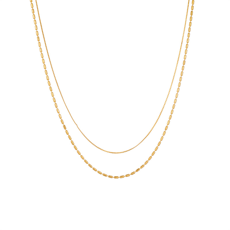 Daily Occasion 304 Stainless Steel Material Solid Color Pattern Women's Gender PVD Coated Real Gold Plated 18K Gold Solid Color Titanium Steel Simple Style Waterproof Non Tarnish Titanium Steel Layered Necklaces