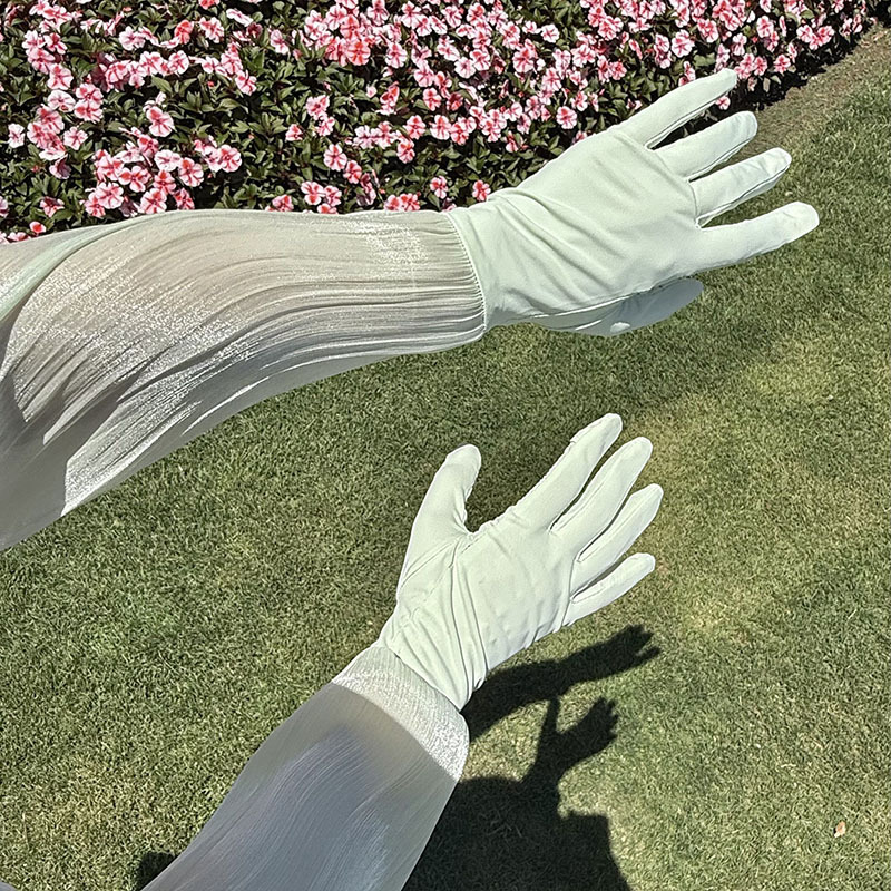 Mangas de hielo, mangas de seda de hielo, estilo fino de verano para mujer, guantes de brazo de ciclismo al aire libre, mangas de hielo integradas, mangas de protección solar